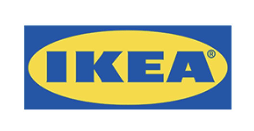 A blue and yellow ikea logo on a white background