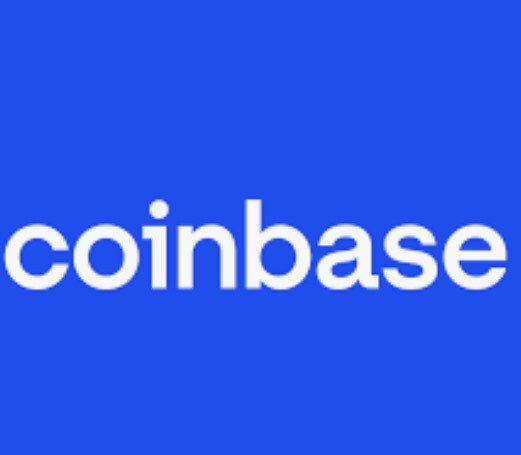 A blue background with the word coinbase on it