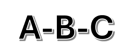 A-B-C with hyphens, bold letters, and a subtle shadow on a white background.