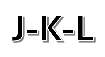 Letters J-K-L in bold black font with grey shadow on white background.