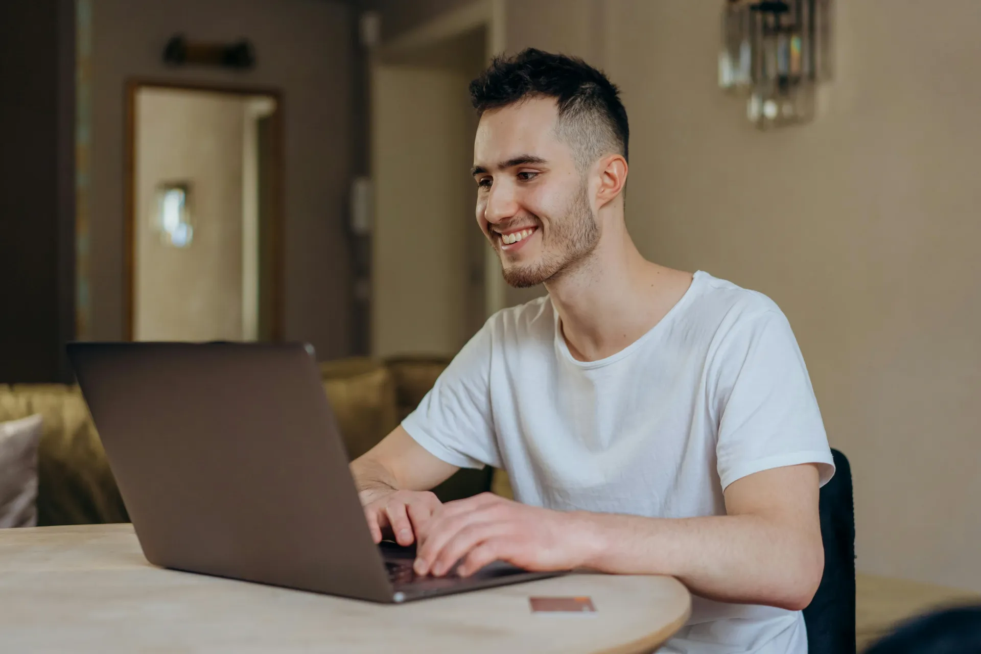 Las Vegas business owner comparing old website problems to new mobile-optimized solution