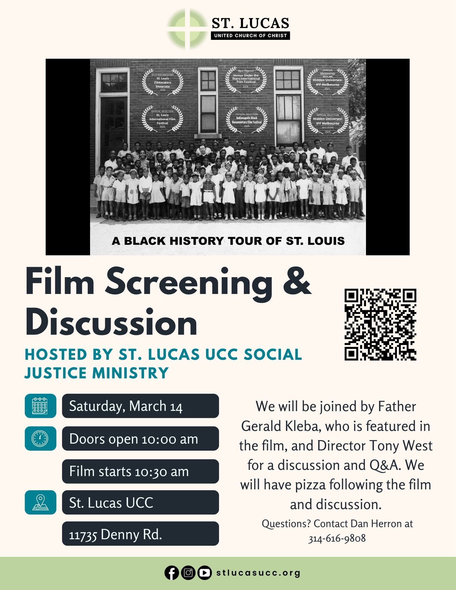 Flyer for a St. Lucas UCC film screening and discussion of