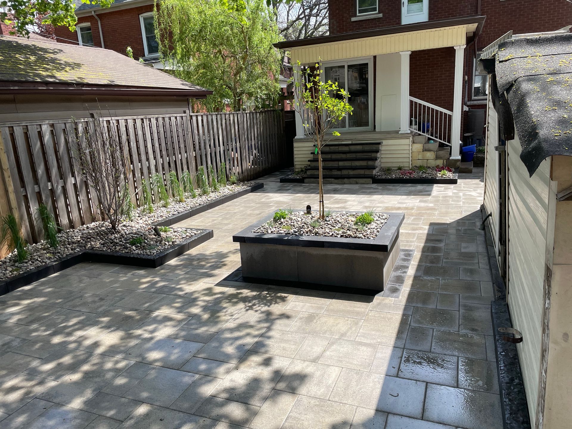 stamped patio border by concrete patio installers near me