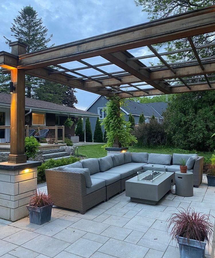 stone patio hamilton ontario, patio stones hamilton, glass pergola installation hamilton