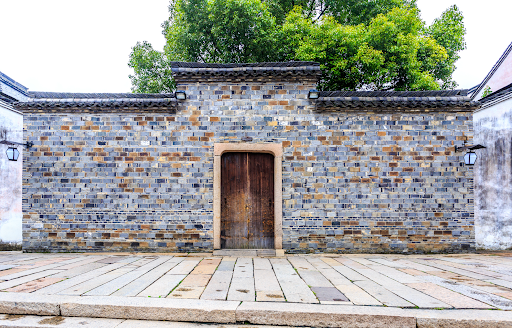 Stone wall with wooden door