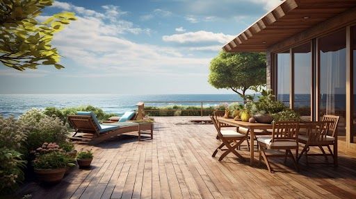 Cozy deck seating area