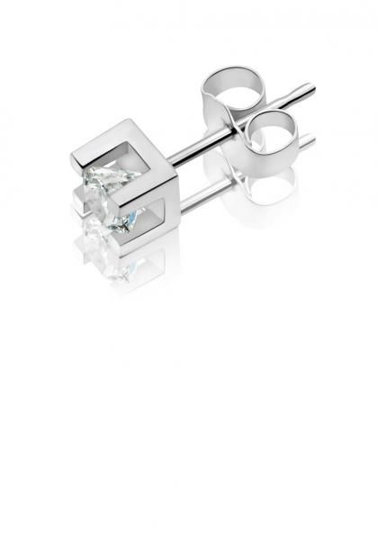 Silver diamond stud earrings on a white background