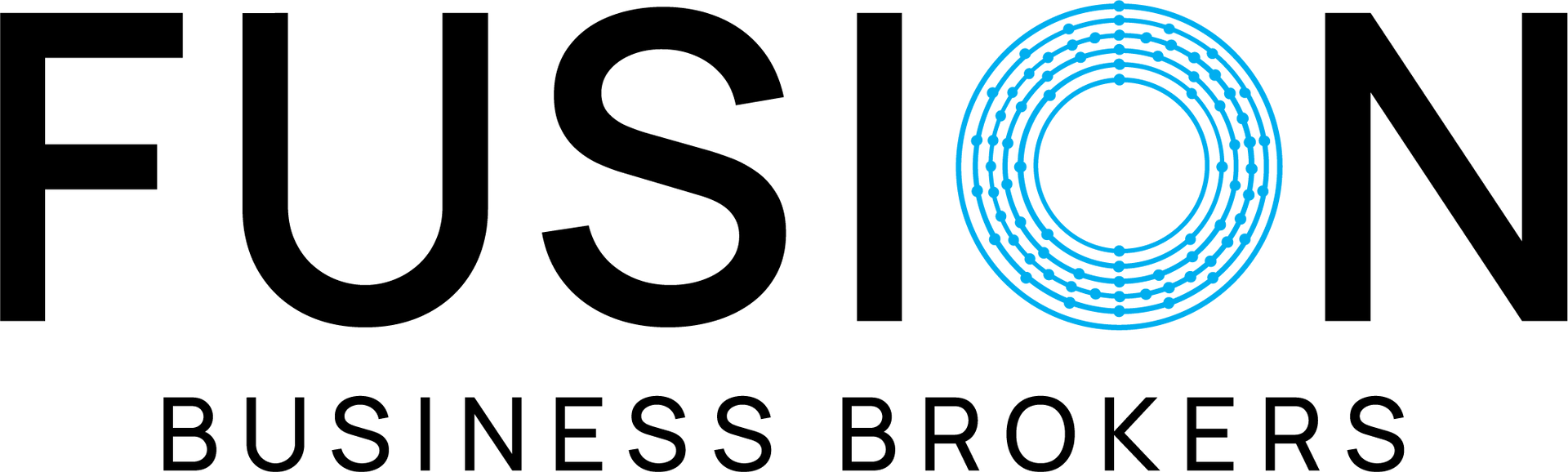 The word fusion is written in black and blue on a white background.