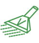 A green icon of a vacuum cleaner with a spray coming out of it.
