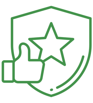 A shield with a thumbs up and a star on it.