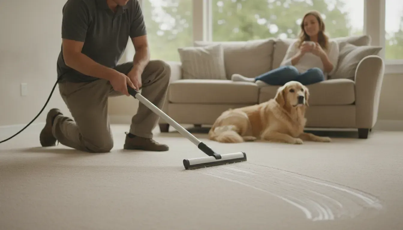 Professional carpet cleaning in a bright Pacific Northwest home