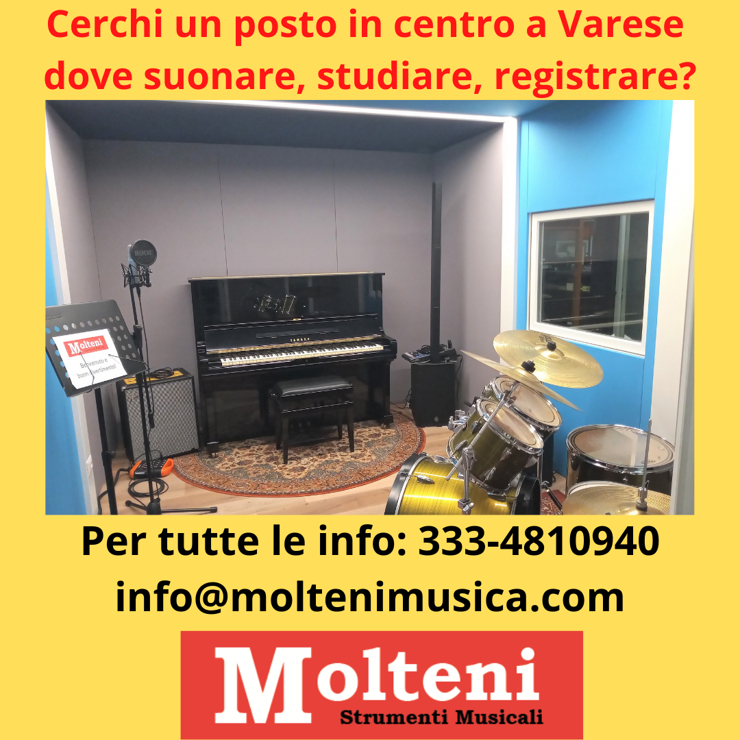 Sala prove disponibile in negozio. Molteni strumenti musicali a Varese.