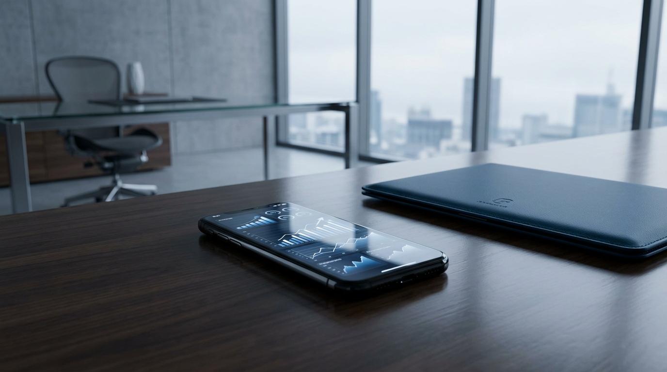 Smartphone with illuminated app icons on a dark background. Instagram and email app visible.