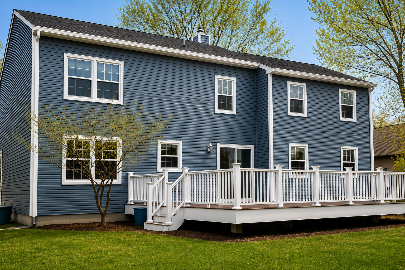 Energy-efficient siding services on a modern home in Lawrence Township, NJ