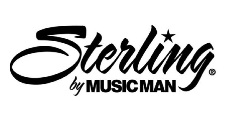 Het logo voor sterling by music man is zwart-wit.