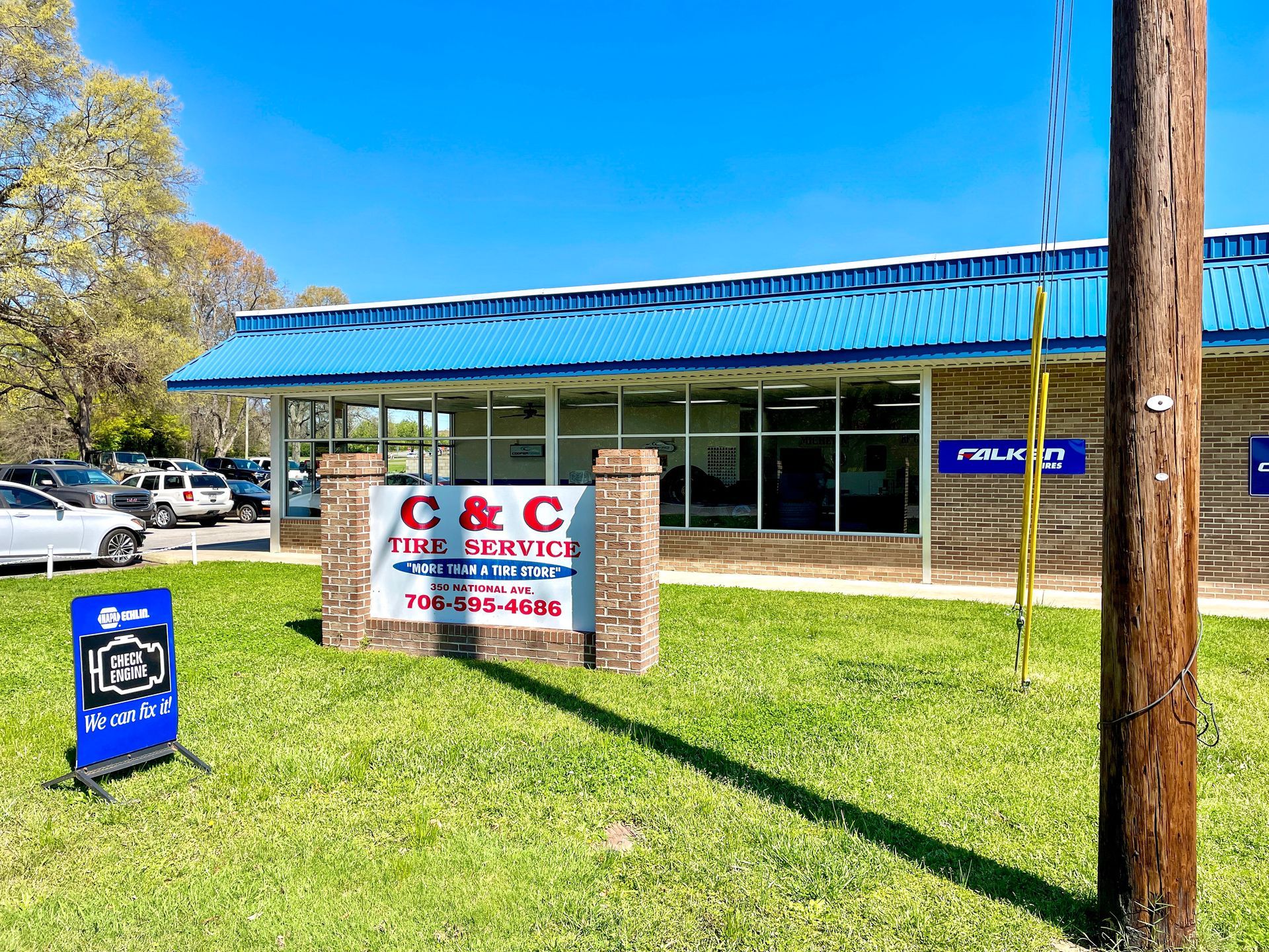 Front Exterior Of C And C Tire Service Location With Signage | C&C Tire Service