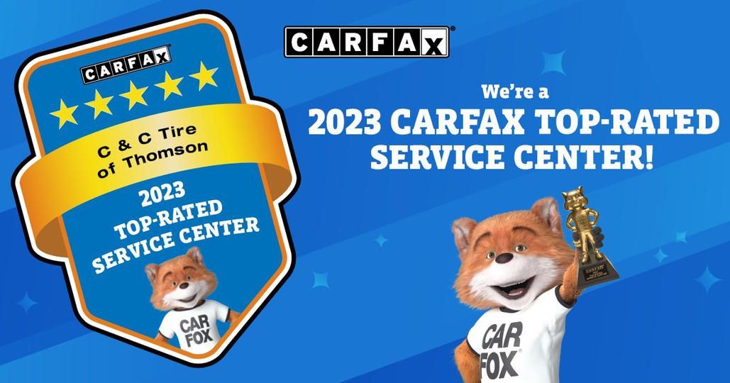 CARFAX 2023 Top Rated Service Center Award Graphic | C&C Tire Service