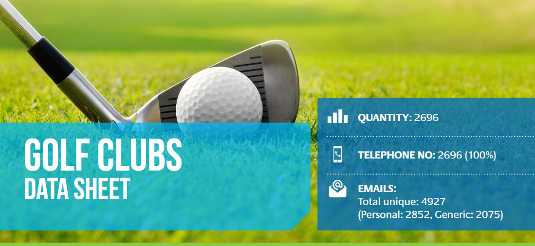 Golf Clubs data sheet summary image for PDF download