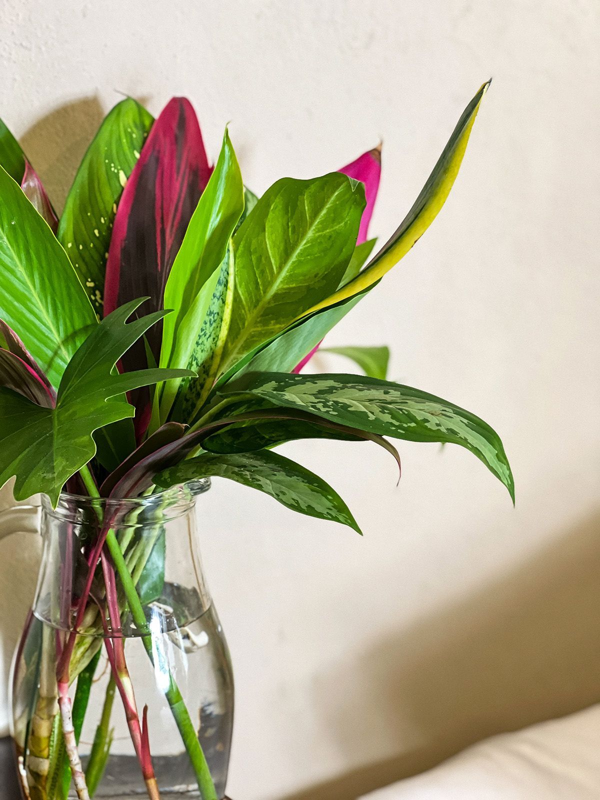 A vase filled with water and flowers on a table