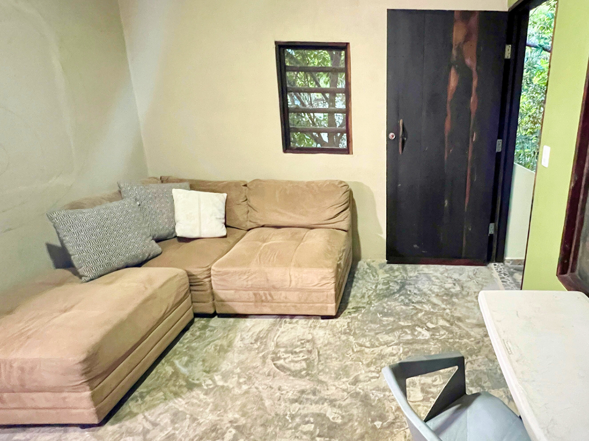 A living room with a couch and a chair in it