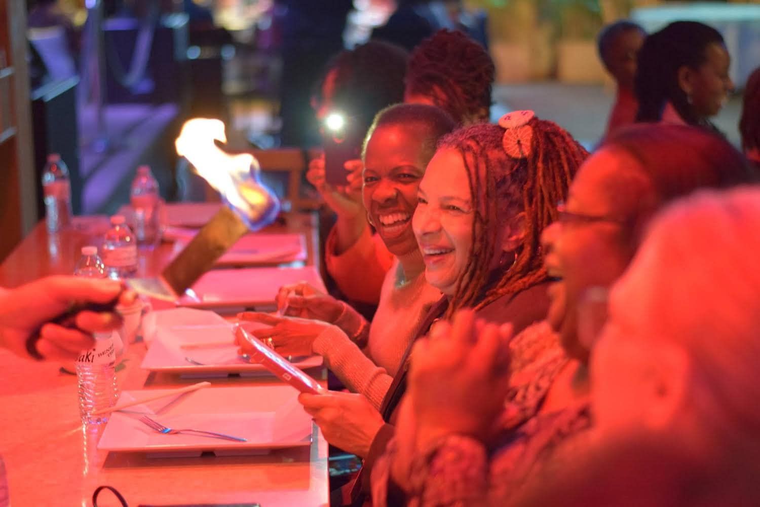 People laughing and having a good time at desaki