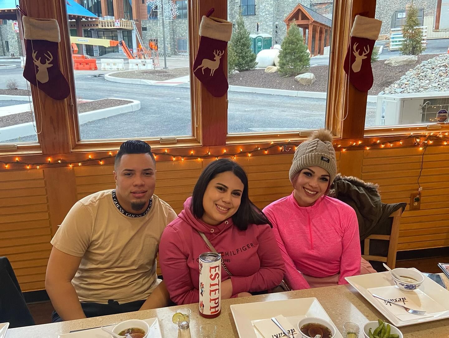 3 people at the hibachi table