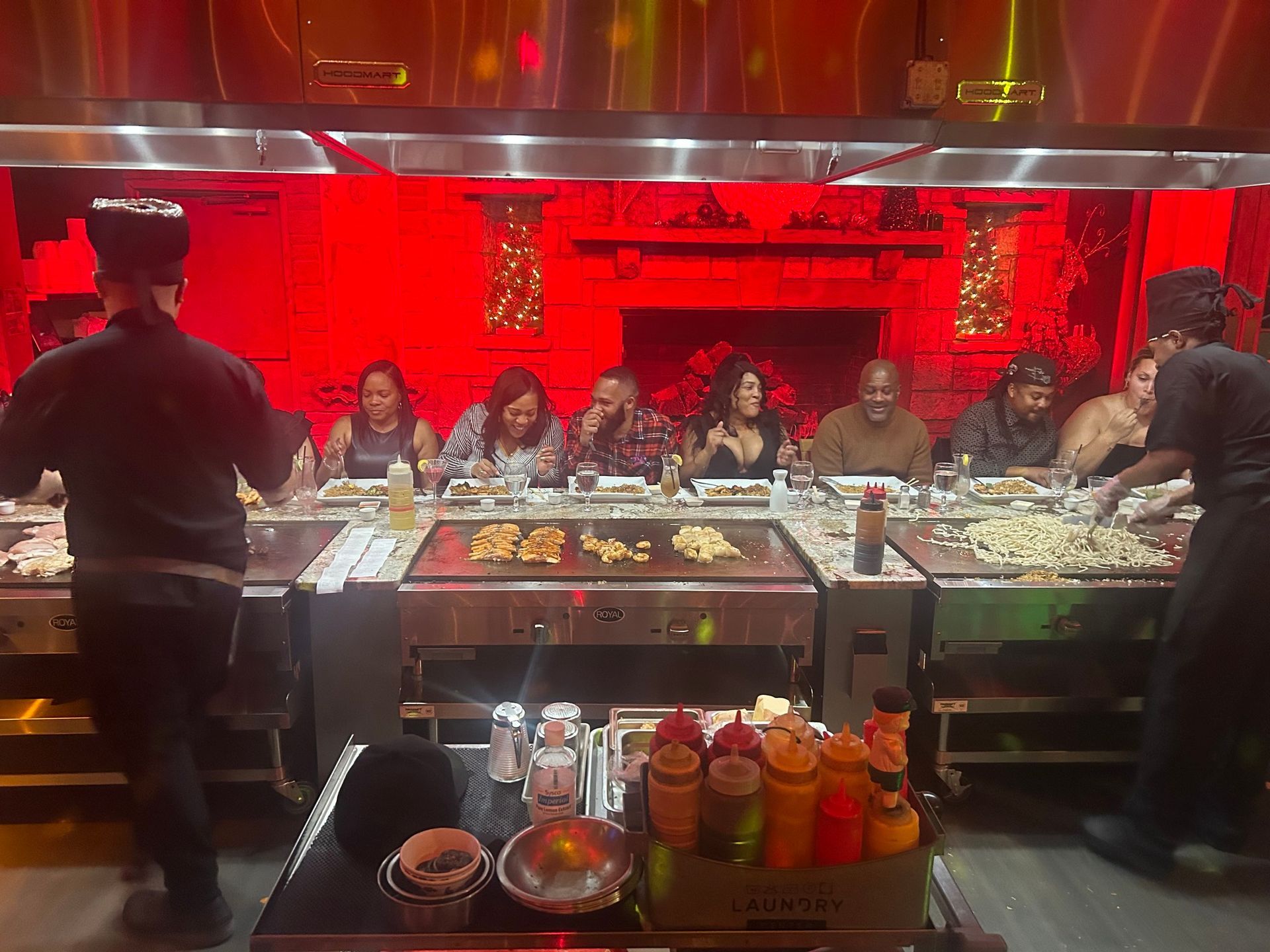 A family hanging out at the Emperor's Table at desaki