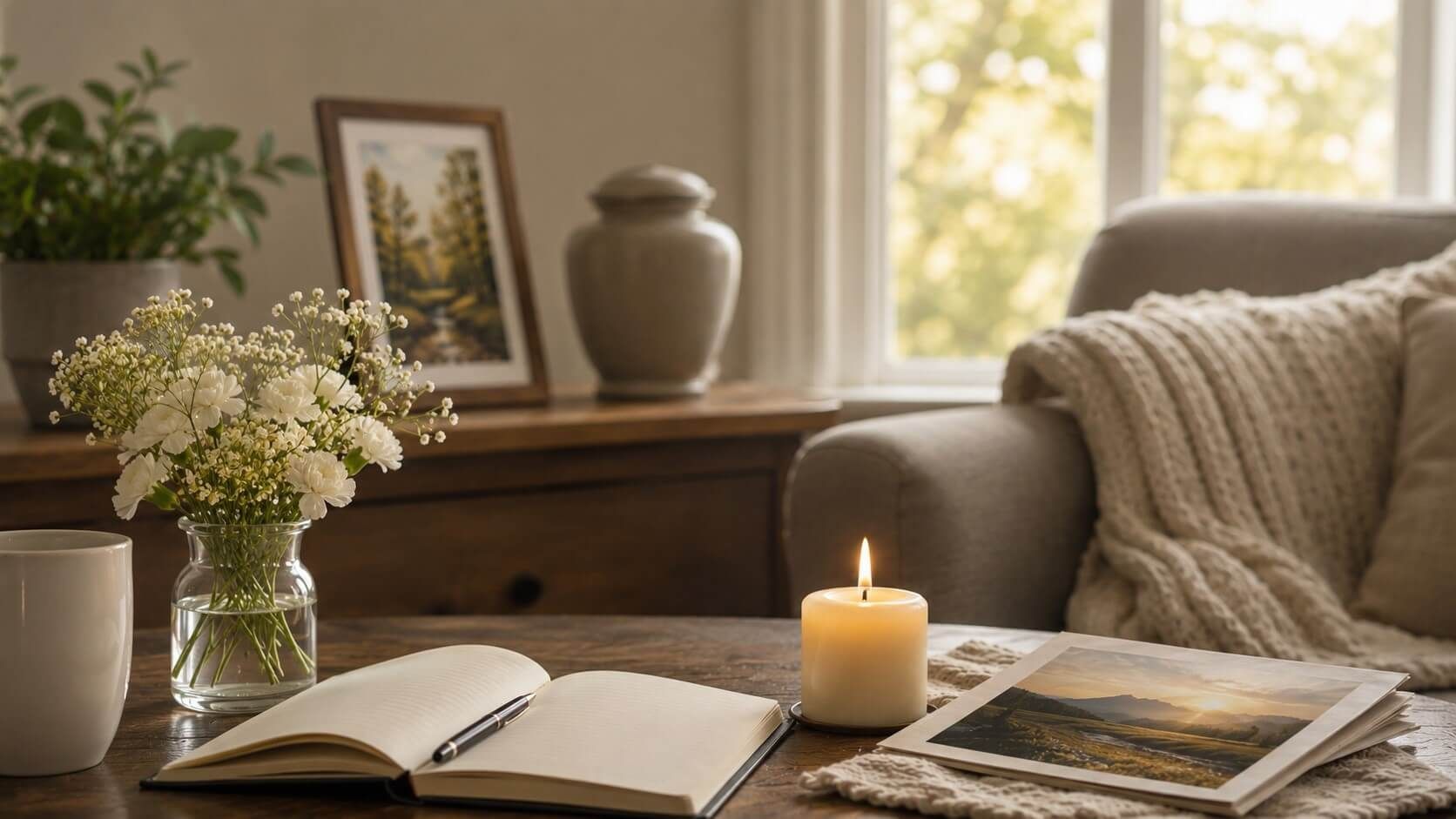 Flowers, a glowing candle, and memories reflect the care of direct cremation in Bernalillo, NM
