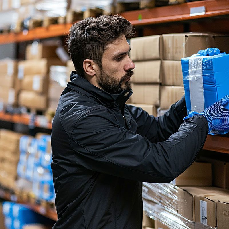 A warehouse operative handling fragile goods