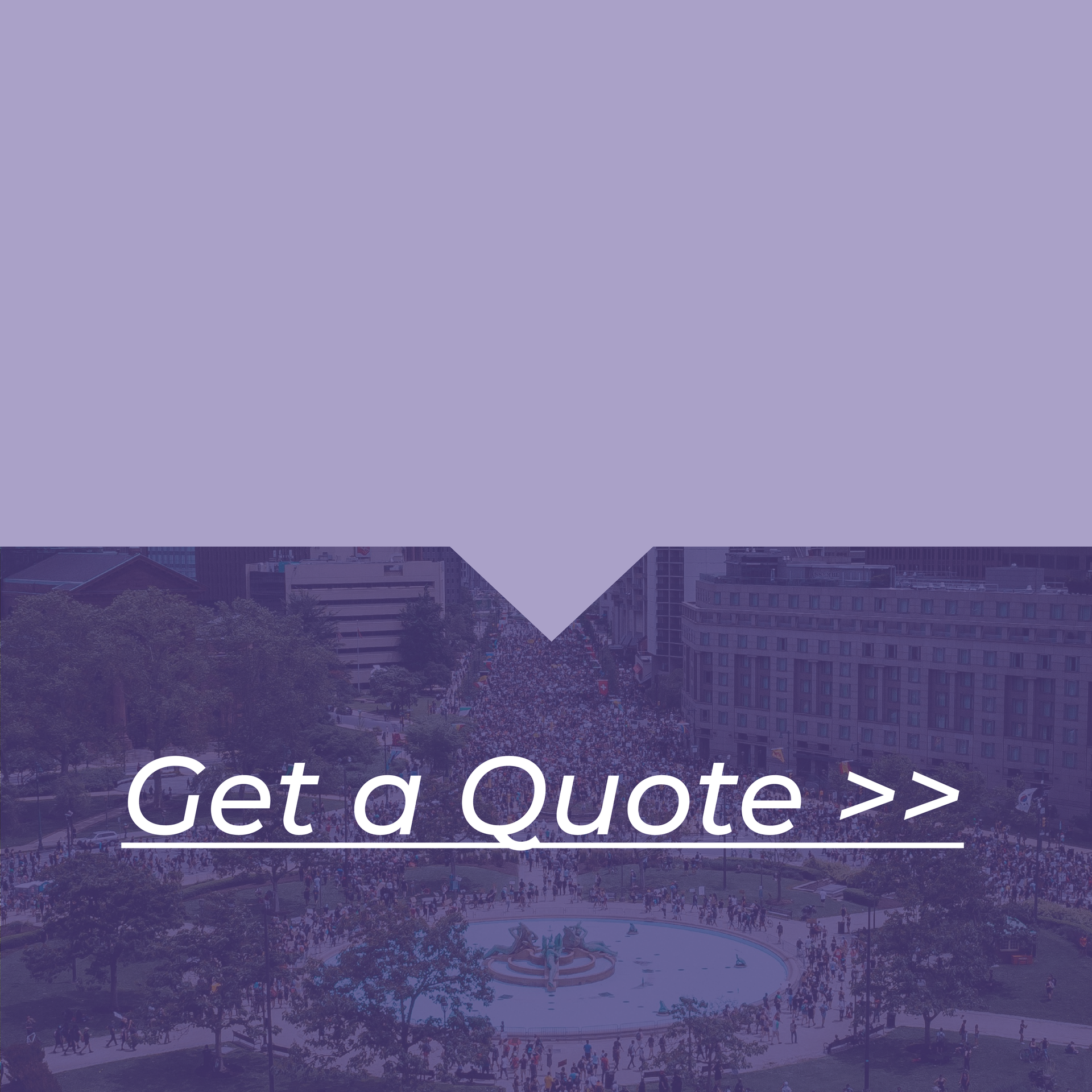 A purple background with a speech bubble that says get a quote