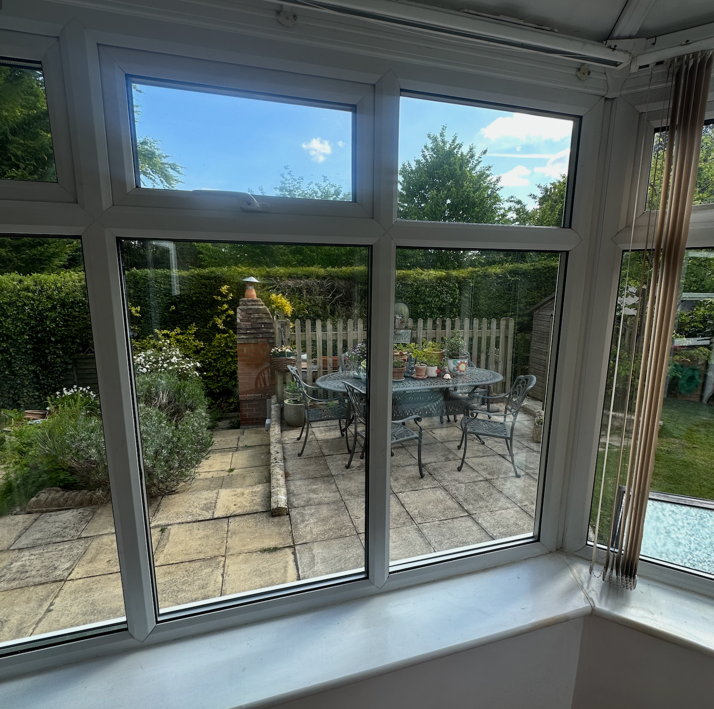 A conservatory where the shattered double glazed unit has been replaced.