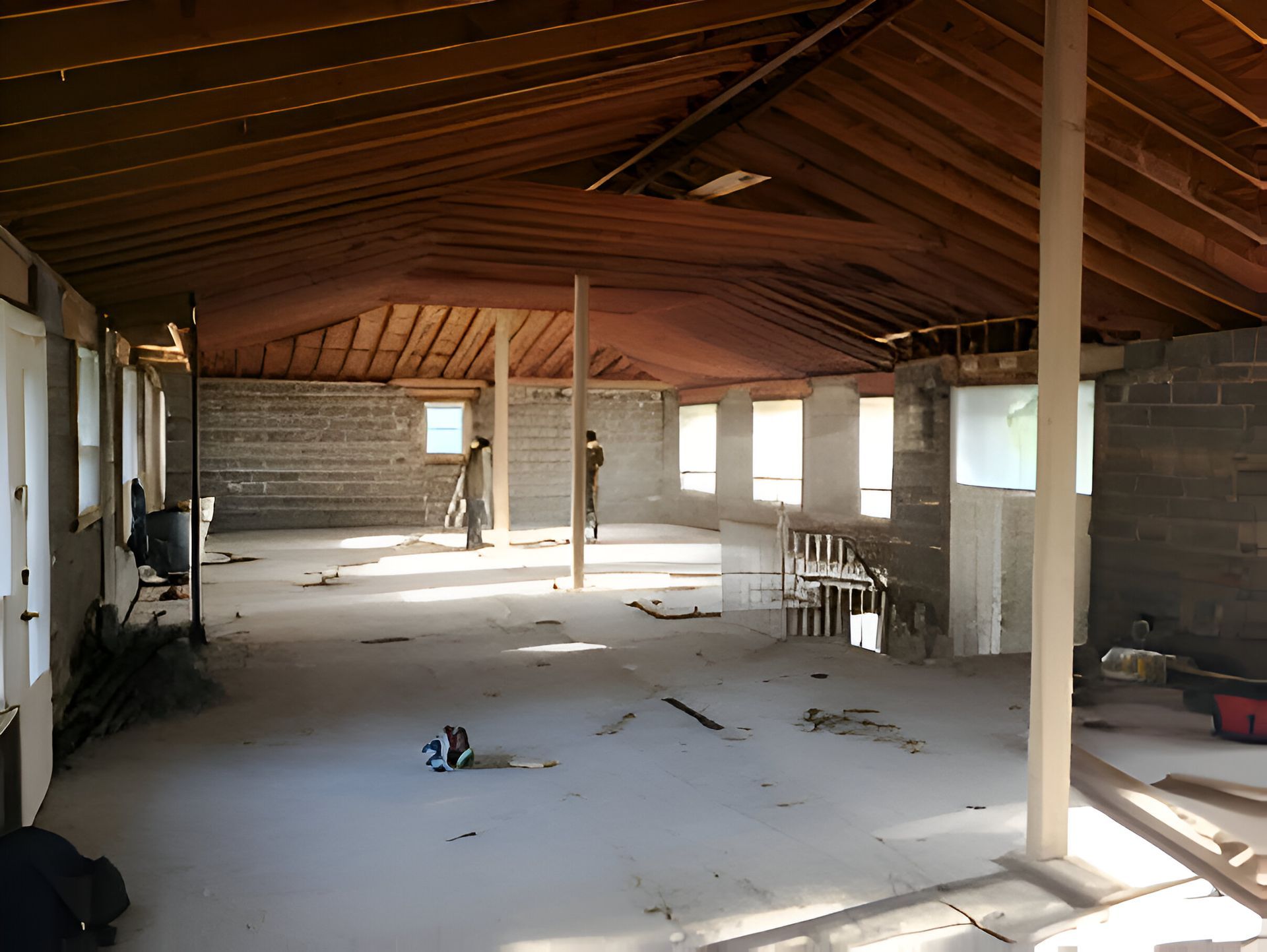 Empty interior space following a full residential gut demolition