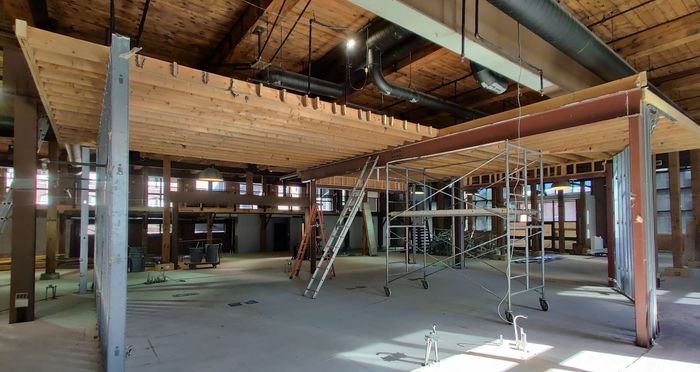 Commercial demolition of an empty office building interior