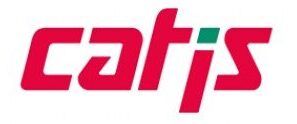 Un logo rosso e bianco per Calis su uno sfondo bianco.
