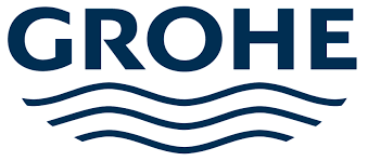 Un logo per grohe con onde sullo sfondo.