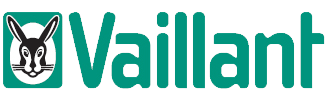 Un logo Vaillant con un gatto e un coniglio sopra