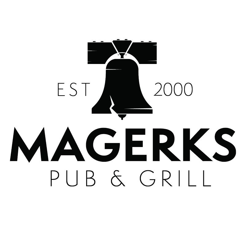 Logo for Magerks Pub & Grill, featuring the Liberty Bell and text