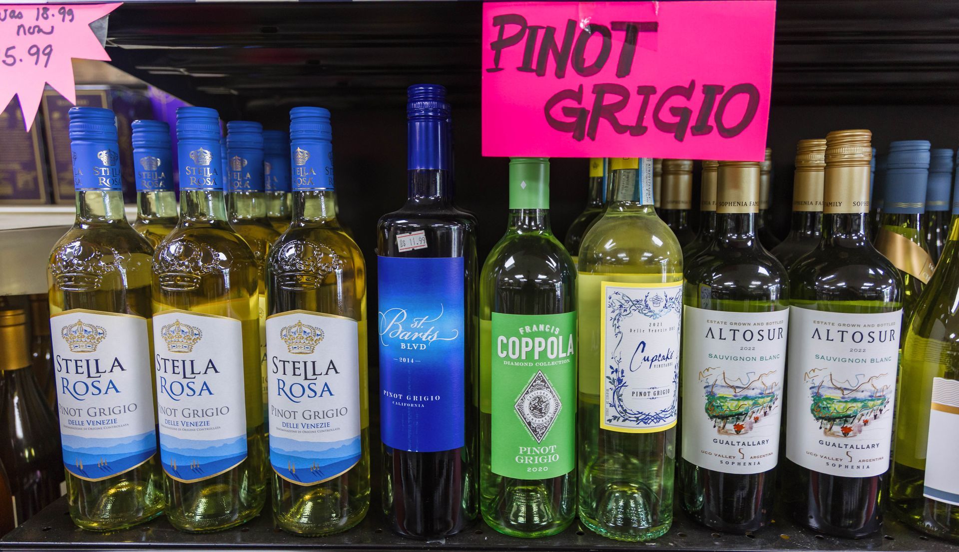 Wine bottles labeled 