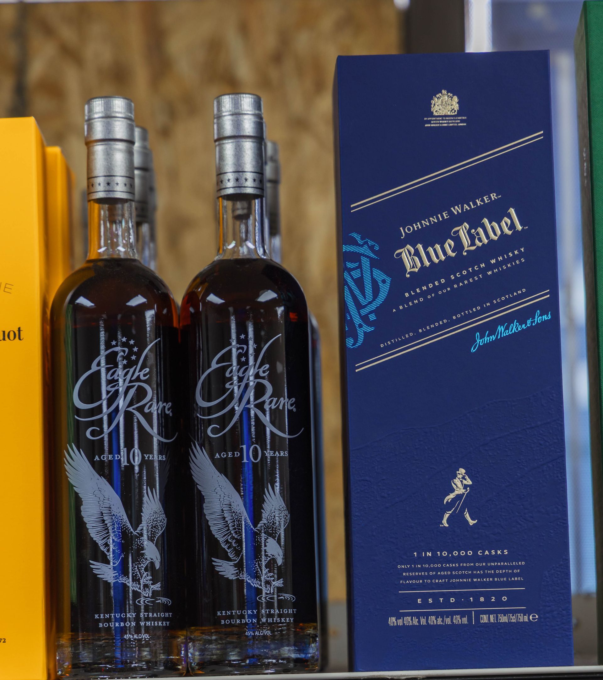 Two bottles of whiskey labeled 