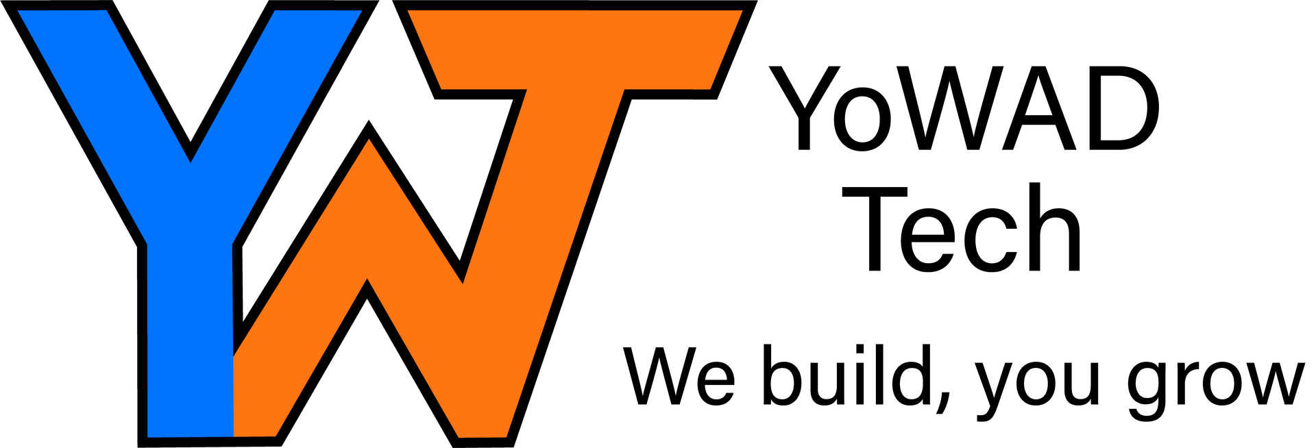 Logo for YoWAD Tech featuring a blue and orange 