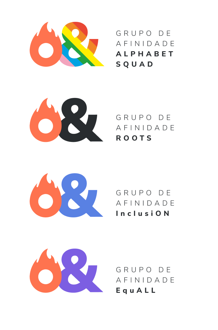Um conjunto de logotipos para uma empresa chamada grupo de alphabet squad
