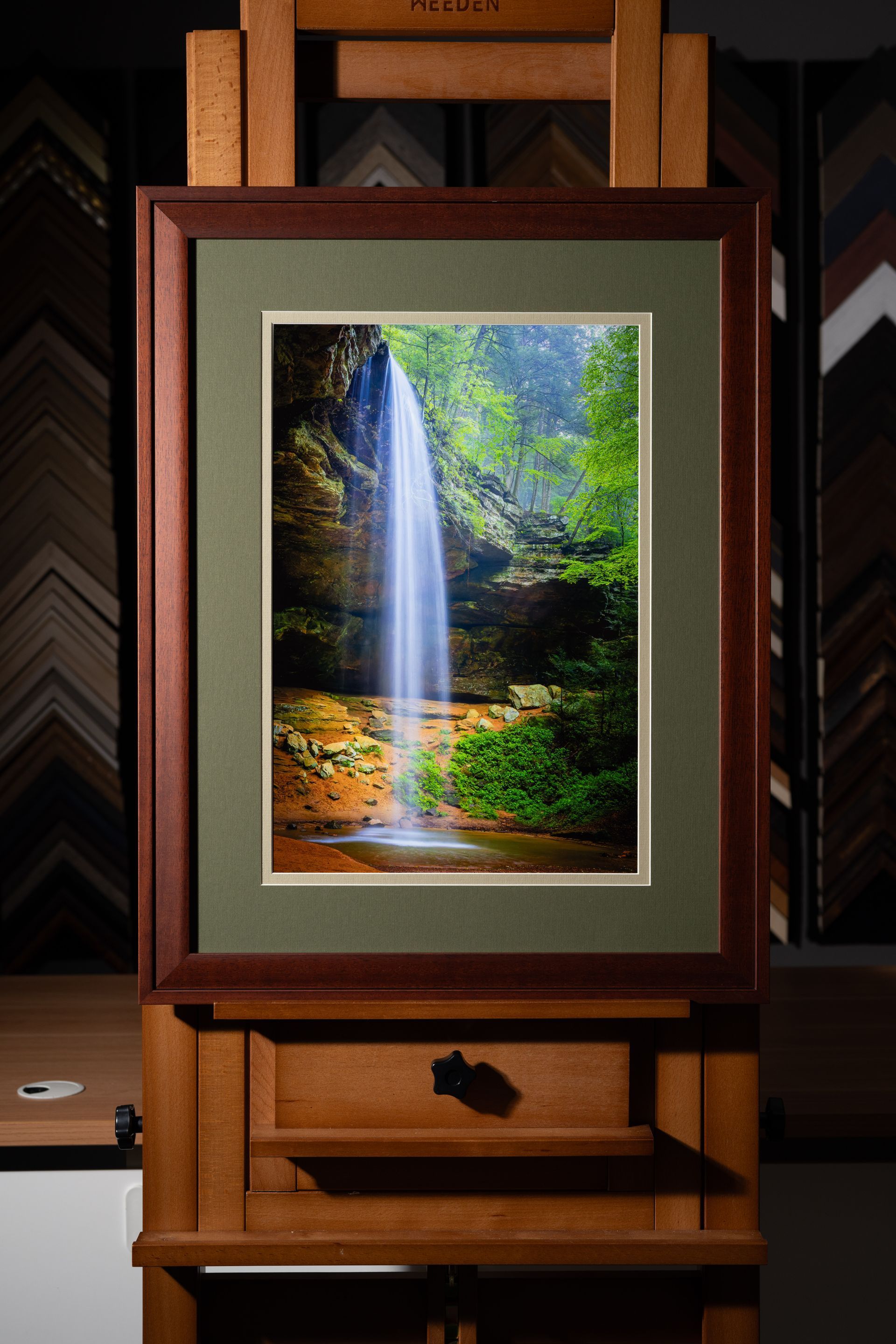 custom framed waterfall with a double mat