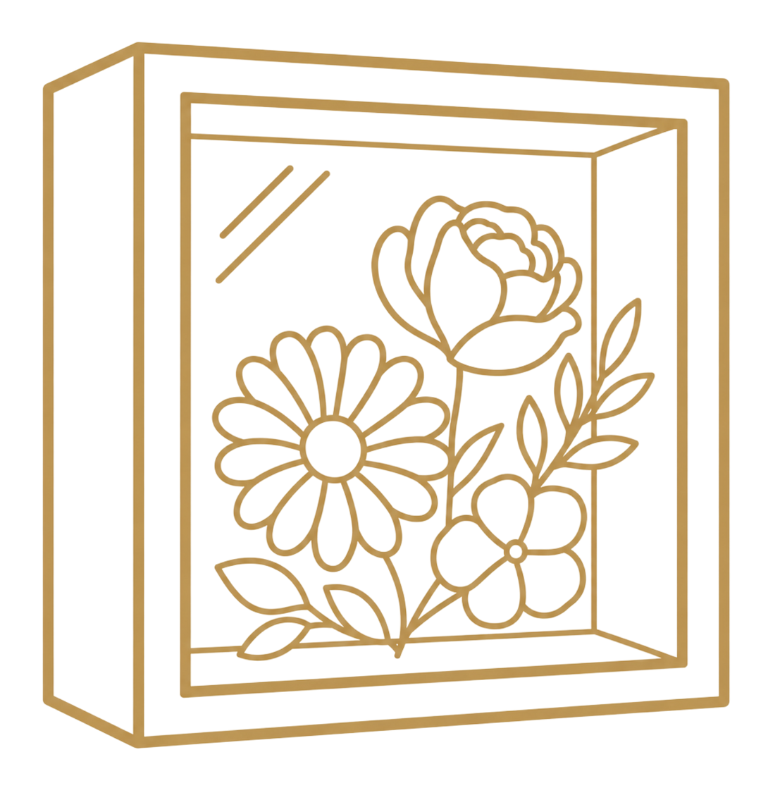 Framed floral artwork illustration