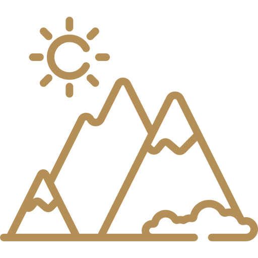 Mountain and sun illustration representing landscape artwork