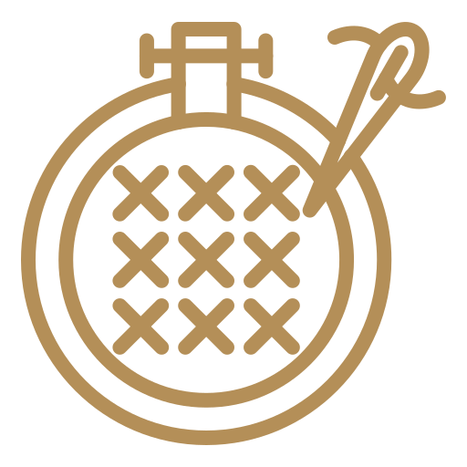 Embroidery hoop illustration representing custom needlework framing