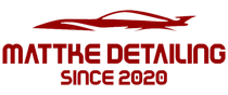 Matthe Detailing logo in dark red with a car outline and “Since 2020” text