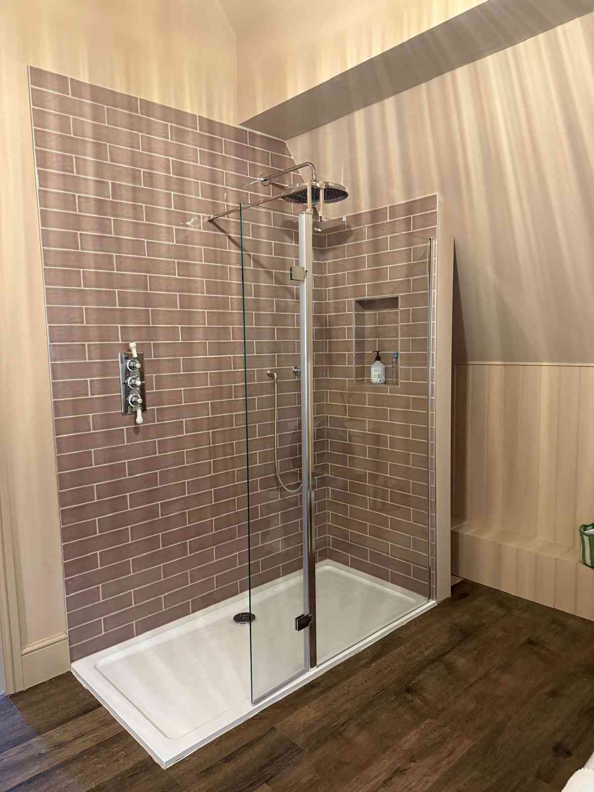 Renovated heritage property bathroom shower.
