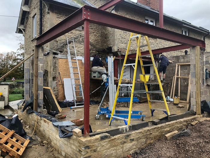 Steel framed construction going up