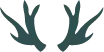 Dark green antlers mirrored on a white background
