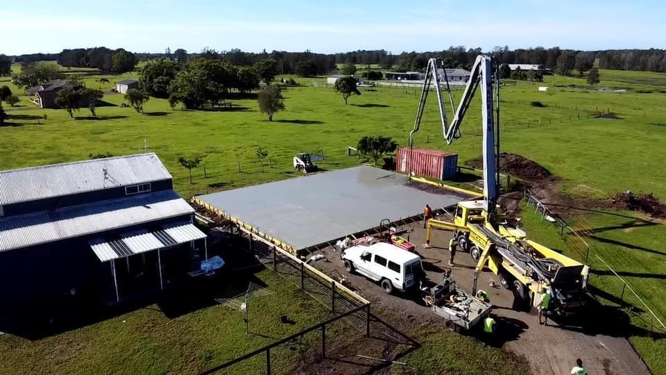 Filling up Base with Concrete — Mackie’s Concrete Pumping in Pampoolah, NSW